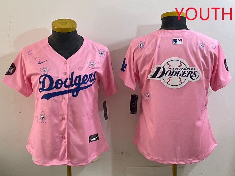 Youth Los Angeles Dodgers Blank Pink Sakura Edition 2025 Nike MLB Jersey style 24